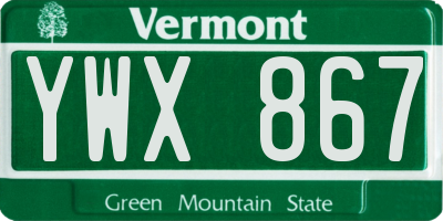 VT license plate YWX867