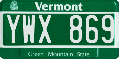 VT license plate YWX869