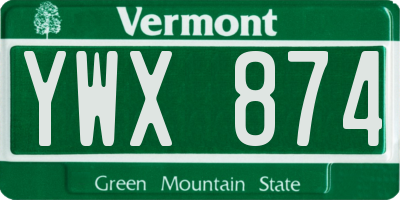 VT license plate YWX874