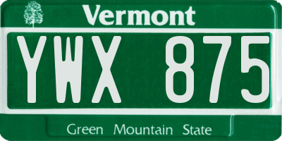 VT license plate YWX875