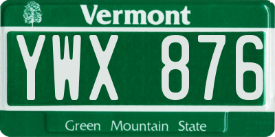 VT license plate YWX876