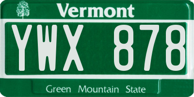 VT license plate YWX878