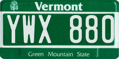 VT license plate YWX880