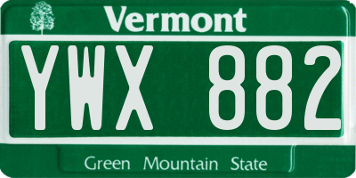 VT license plate YWX882