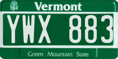 VT license plate YWX883