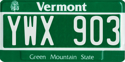 VT license plate YWX903