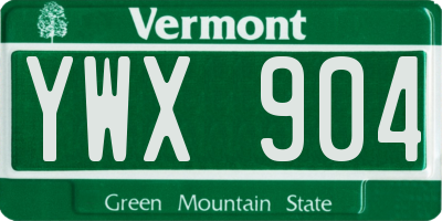 VT license plate YWX904