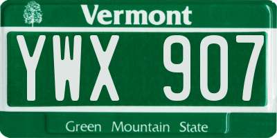 VT license plate YWX907