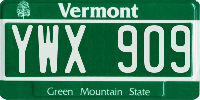 VT license plate YWX909