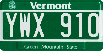 VT license plate YWX910