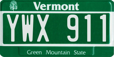 VT license plate YWX911