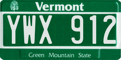 VT license plate YWX912