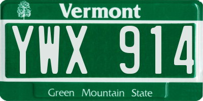 VT license plate YWX914