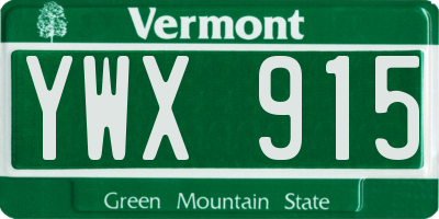 VT license plate YWX915