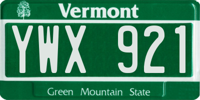 VT license plate YWX921