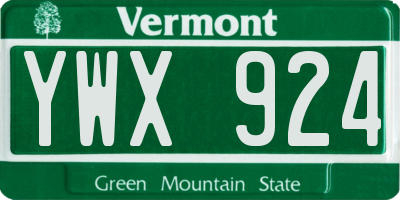 VT license plate YWX924