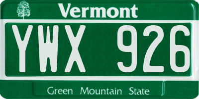 VT license plate YWX926