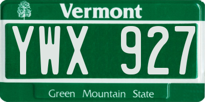 VT license plate YWX927