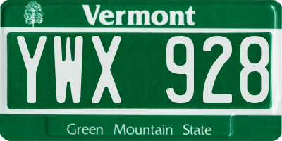 VT license plate YWX928