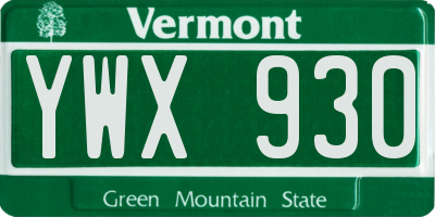 VT license plate YWX930