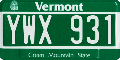 VT license plate YWX931