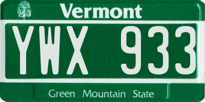 VT license plate YWX933