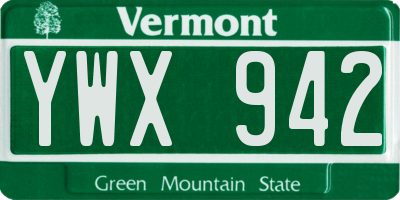 VT license plate YWX942