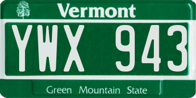 VT license plate YWX943