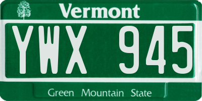 VT license plate YWX945