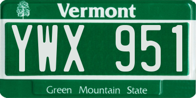 VT license plate YWX951