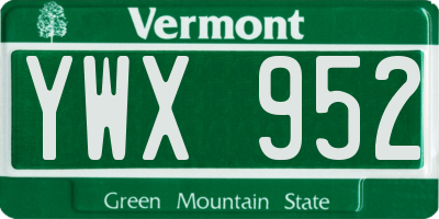 VT license plate YWX952