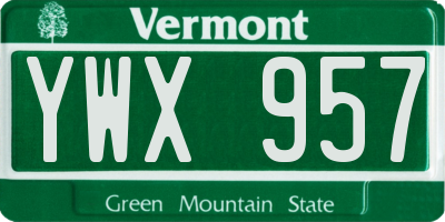 VT license plate YWX957