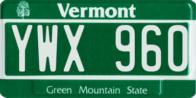 VT license plate YWX960