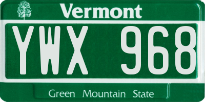 VT license plate YWX968