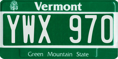 VT license plate YWX970