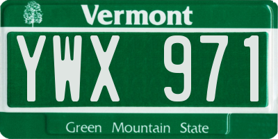 VT license plate YWX971