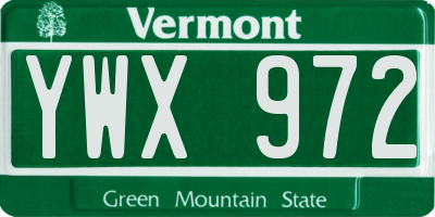 VT license plate YWX972