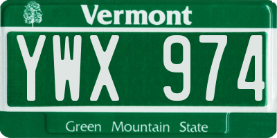 VT license plate YWX974