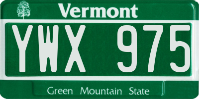 VT license plate YWX975