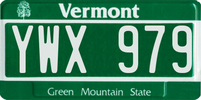 VT license plate YWX979