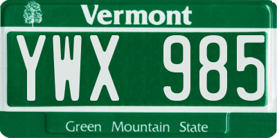 VT license plate YWX985