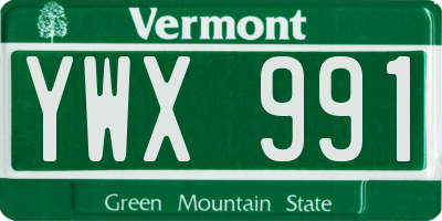 VT license plate YWX991