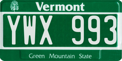 VT license plate YWX993