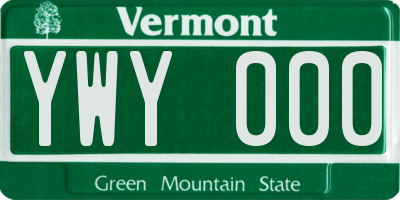 VT license plate YWY000