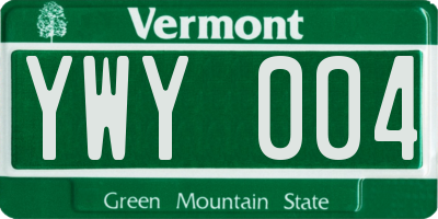 VT license plate YWY004