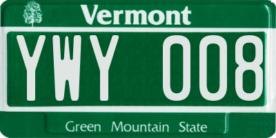 VT license plate YWY008