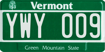 VT license plate YWY009