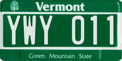 VT license plate YWY011