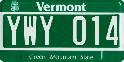VT license plate YWY014