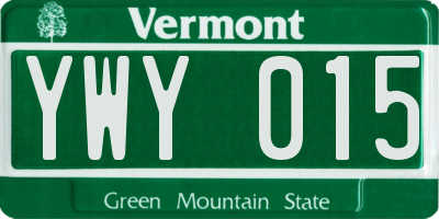 VT license plate YWY015